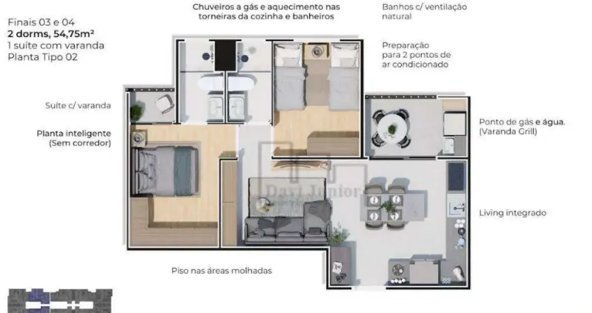 Apartamento à venda, 54 m² por R$ 358.500,00 - Jardim São Carlos - Sorocaba/SP