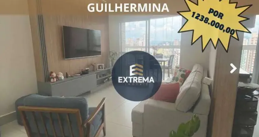 Apartamento com Vista para o Mar com 3 Suites 2 Vagas Demarcadas à venda, 110 m² - Vila Guilhermina - Praia Grande/SP