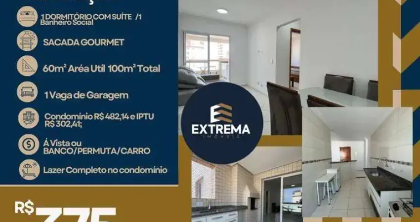 Apartamento com 1 dormitório à venda, 60 m² por R$ 375.000,00 - Aviação - Praia Grande/SP