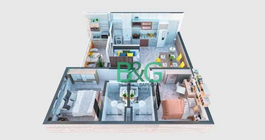 Apartamento com 2 dormitórios à venda, 57 m² por R$ 464.900,00 - Vila Guilhermina - Praia Grande/SP