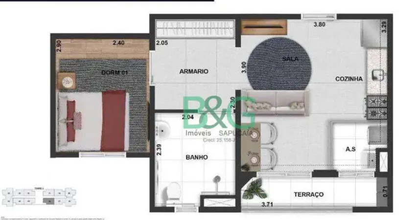 Apartamento com 1 dormitório à venda, 39 m² por r$ 331.800,00 - usina piratininga - são paulo/sp