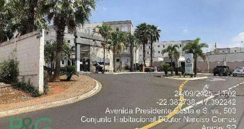 Apartamento com 2 dormitórios à venda, 39 m² por r$ 99.130 - conjunto habitacional narciso gomes - araras/sp