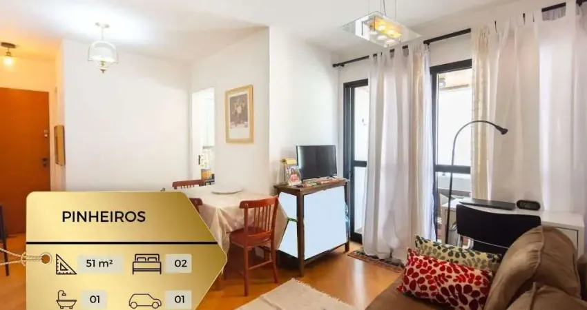 Apartamento à venda com 2 dormitórios, 2 banheiros e 1 vaga de garagem, localizado em Pinheiros.