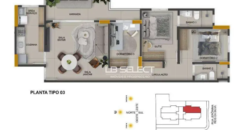 Apartamento com 3 dormitórios à venda, 85 m² por R$ 804.000,00 - Copacabana - Uberlândia/MG