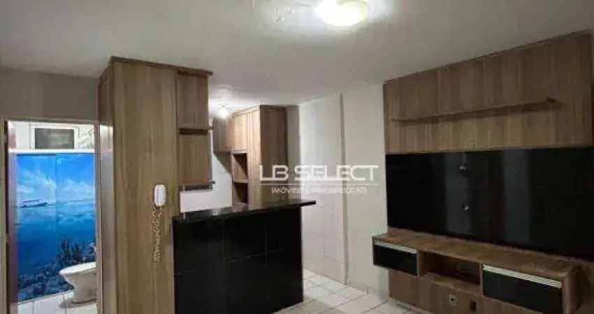 Apartamento no bairro São Jorge com dois quartos, banheiro e uma vaga de garagem coberta.