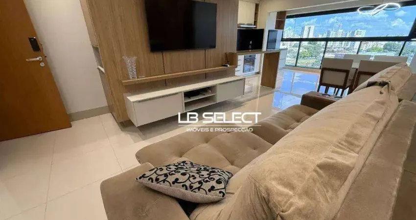 Apartamento no bairro Tibery com três quartos e ampla varanda gourmet.