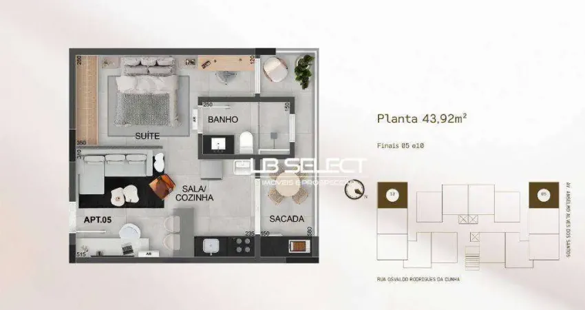 Studio com 1 dormitório à venda, 43 m² por r$ 475.000,00 - santa maria - uberlândia/mg