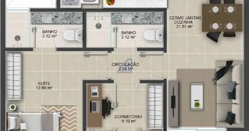 Apartamento com 2 quartos à venda no Coqueiros, Florianópolis