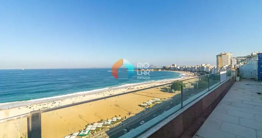 Cobertura linear à venda em copacabana, 425m², varanda com maravilhosa vista mar, salão, 4 suítes,