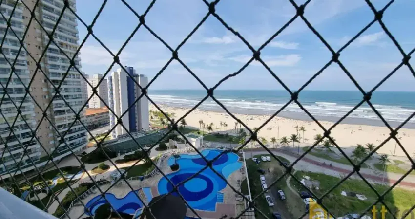 Excelente apartamento 3 dormiórios, 1 suíte, varanda com churrasqueira, vista mar, andar alto, 2 vagas, pé na areia e estrutura de clube