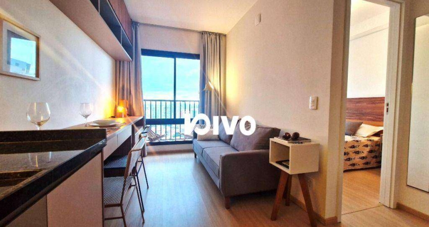 Studio novo mobiliado, 1 dormitório à venda, 28 m² por R$ 490.000 - Mirandópolis - São Paulo/SP