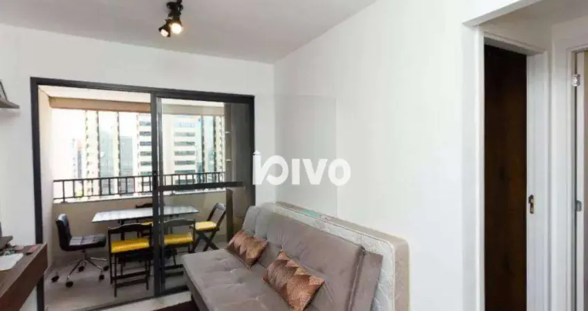 Apartamento PARA INVETIMENTO com 1 dormitório (SEM VAGA  perto do metrô) à venda, 31 m² por R$ 525.000 - Moema Pássaros - São Paulo/SP. MOBILIADO 100%