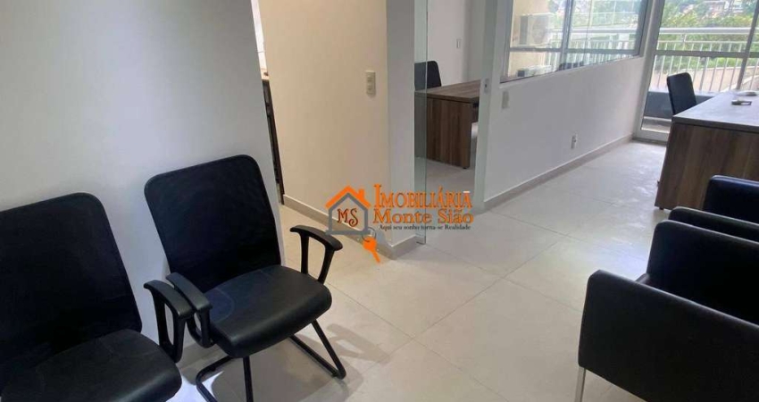 Sala comercial mobiliada com 37m², com lavabo e 1 vaga de garagem no Via Alameda - Centro, Guarulhos, SP