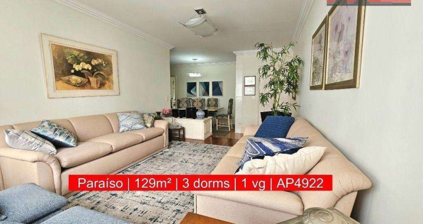 Rua Afonso de Freitas, 523 - Paraíso, 129m², 1 vaga, Edifício Ajaccio