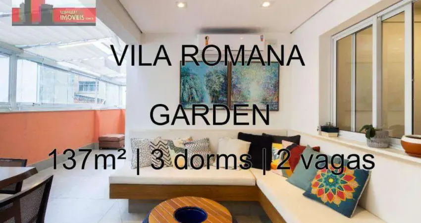 Garden rua catao, 280 - vila romana, 137m², 3 dorms, 2 vagas, ed. varanda
