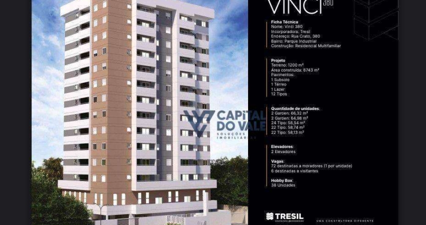 Apartamento com 2 dormitórios à venda, 58 m² por R$ 468.664,40 - Parque Industrial - São José dos Campos/SP
