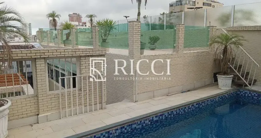 Cobertura de alto padrão com 4 quartos e 2 suítes na aparecida, santos-sp: 5 salas, 4 banheiros, 4 vagas e 300m²!