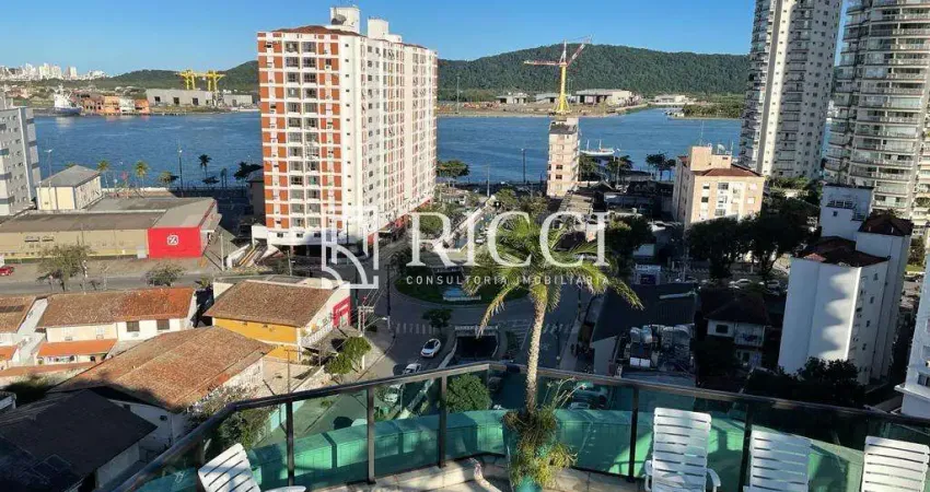 Imponente cobertura de luxo com 6 quartos na ponta da praia, santos-sp: 3 suítes, 4 salas, 6 banheiros, 7 vagas, 609m²!