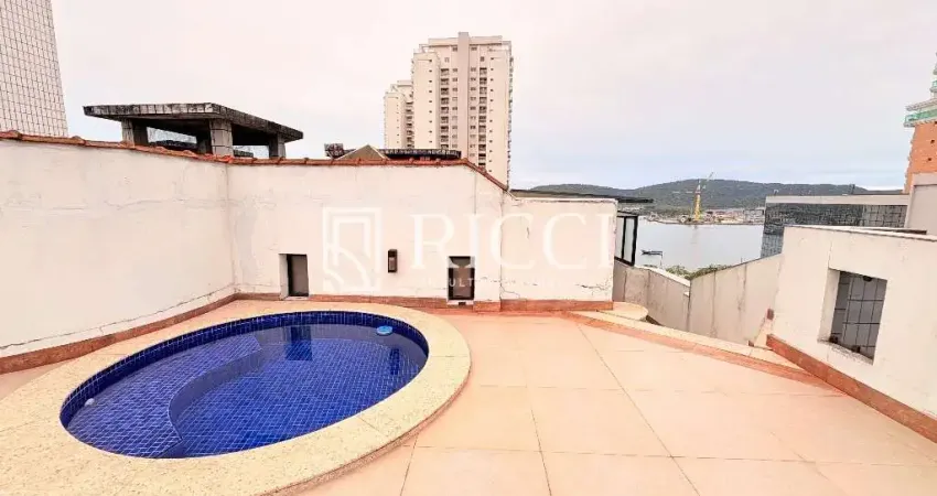 Santos-sp: cobertura de luxo na ponta da praia com 4 quartos, 2 suítes, 5 salas, 6 banheiros, 4 vagas e 500m² de área.