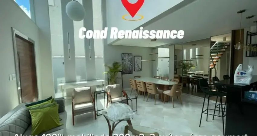 Cond renaissance casa duplex 100% mobiliada, 3 suites, sala para 3 ambientes, piscina e 2