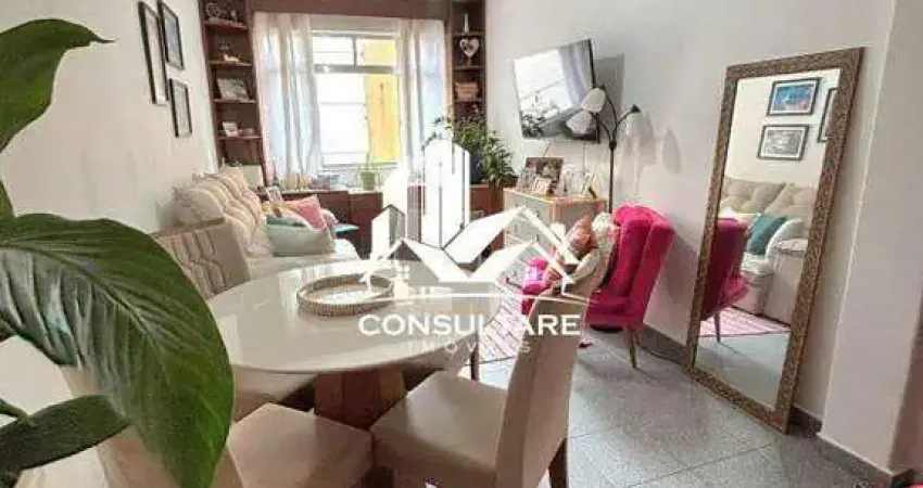 Apartamento a venda com 1 dormitório e vista parcial mar, no bairro boa vista em são vicente cod: 5709 cps