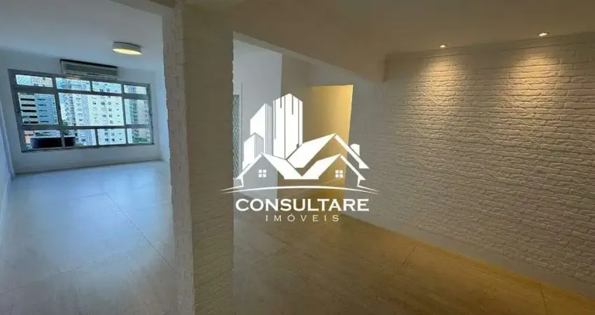 Apartamento 3 dormitórios com suíte, frente, vista mar em Santos