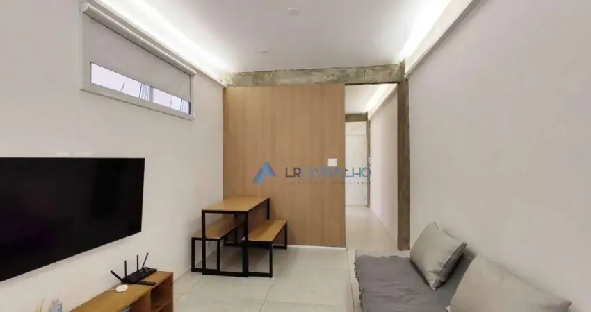Apartamento todo reformado, conceito aberto, à venda, 44 m² por r$ 430.000 - gonzaga - santos/sp