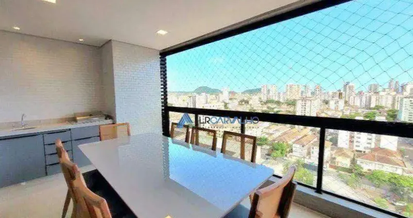 Apartamento com varanda e 2 dormitórios à venda, 82 m² por r$ 1.300.000 - aparecida - santos/sp