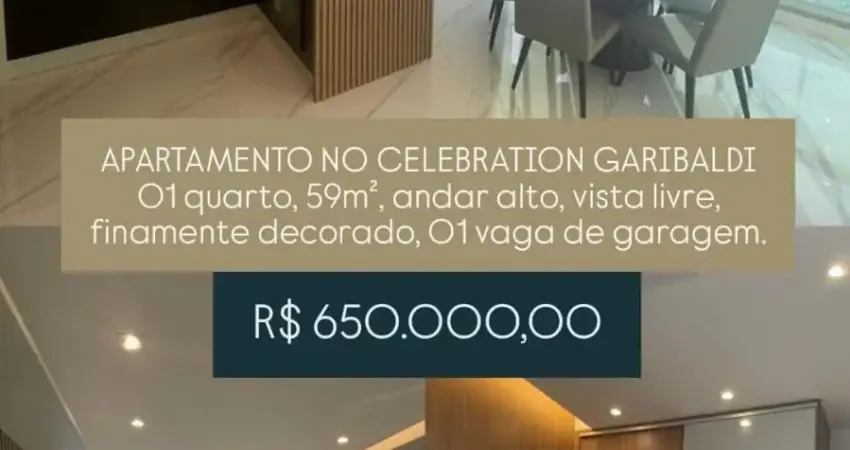 Apartamento à Venda no Celebration Garibaldi - VISTA LIVRE - 59 m² - Andar alto - 1 quarto suíte