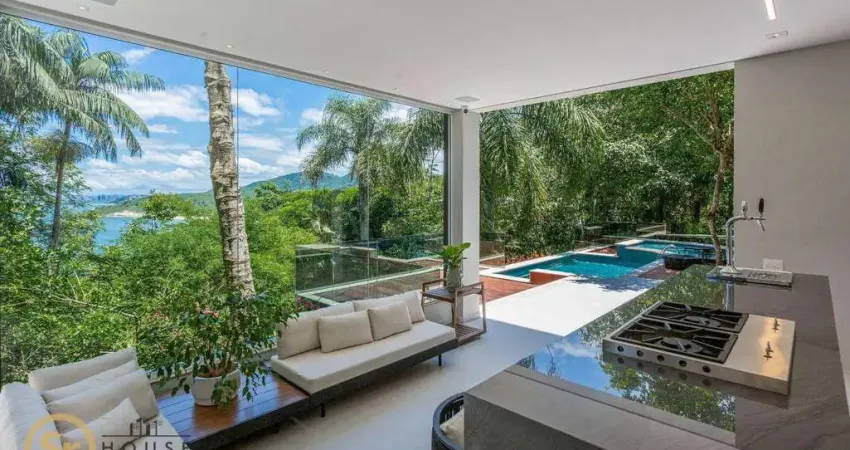 Casa com 4 suítes, pé na areia, 524 m² por r$ 16.000.000 - praia do estaleiro - balneário camboriú/sc