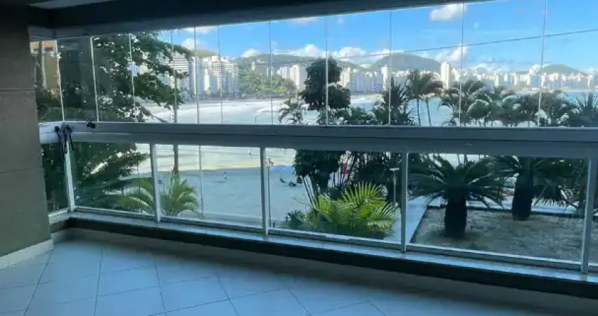 Apartamento para locação anual frente mar com 4 suítes e lazer na praia da astúrias, guarujá-sp