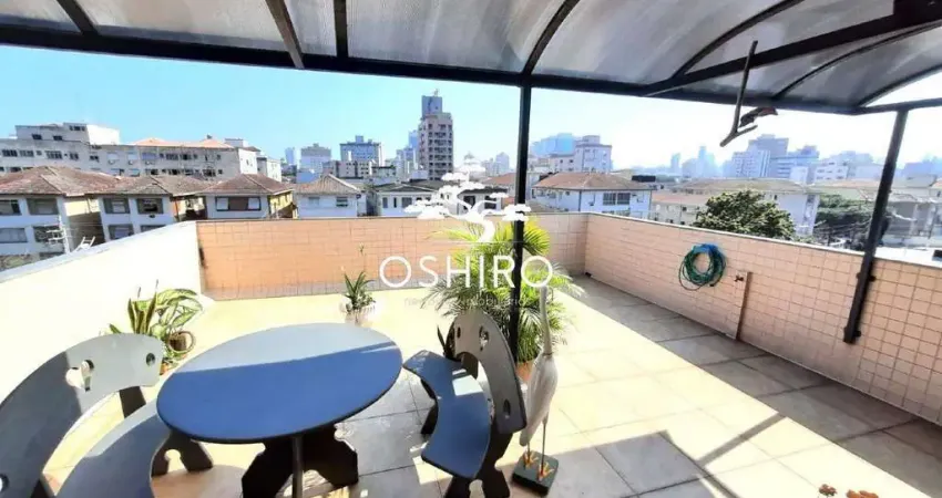 Cobertura duplex com solário/ 4 quartos/ 2 vagas garagem fechada + motos/ estuario/santos