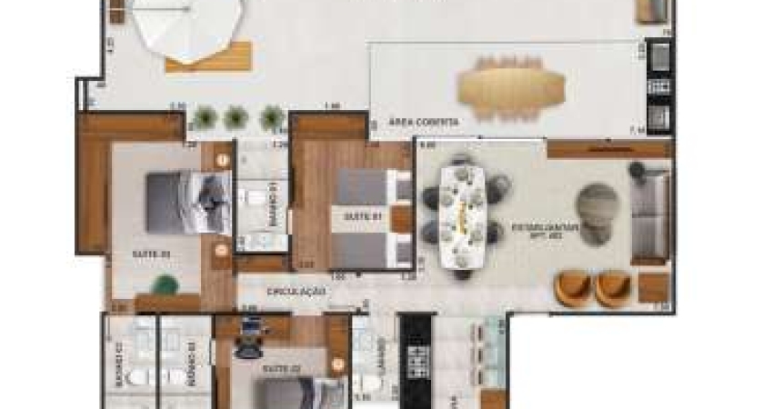 Apartamento de 3 suítes e área externa no São Mateus