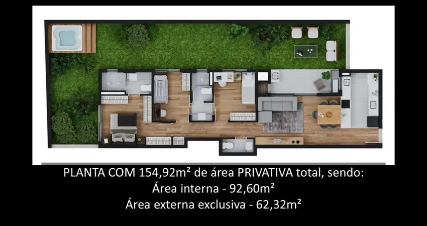 Garden com 3 quartos sendo 1 suíte e 2 demi com ampla área externa