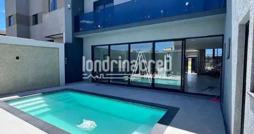 Casa assobradada mobiliada, 3 suítes com sacada, closet, piscina, churrasqueira, placas solares, 4