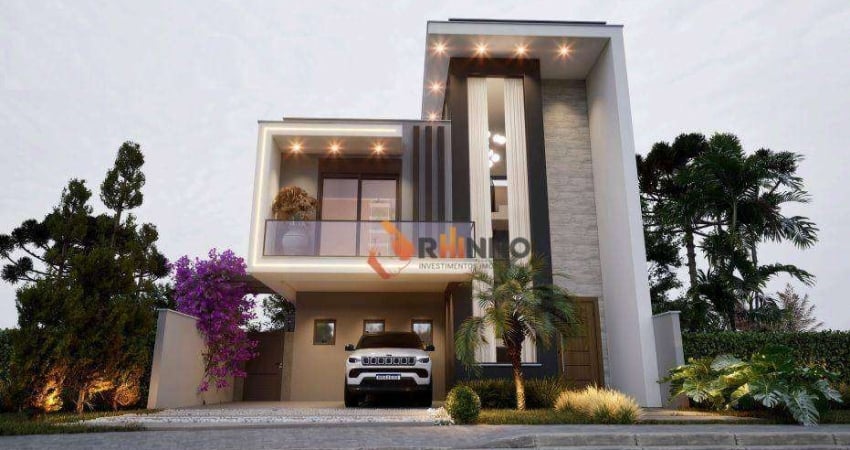 Casa nova de alto padrão em condomínio 4 suítes em Santa Felicidade.