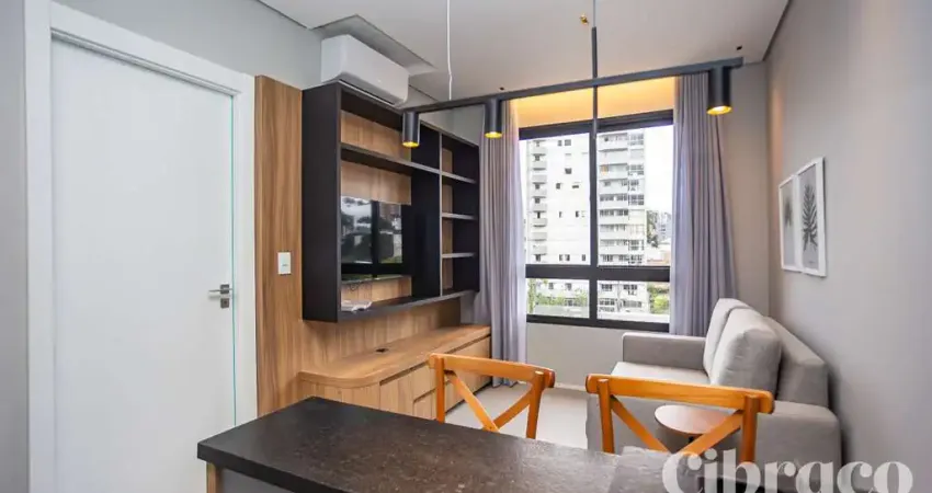 Apartamento mobiliado para alugar com 1 quarto no batel – edifício temple