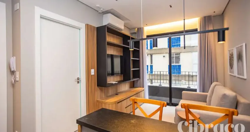 Apartamento mobiliado para alugar com 1 quarto no batel – edifício temple
