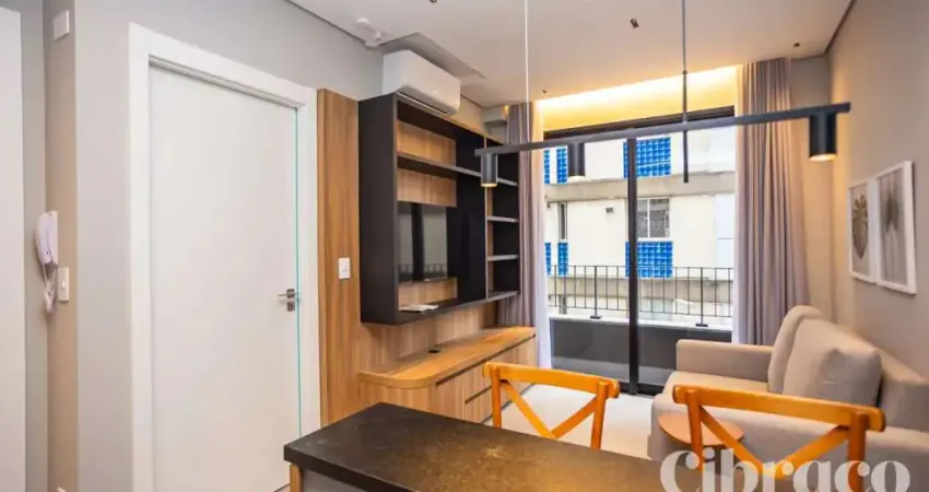 Apartamento mobiliado para alugar com 1 quarto no Batel – Edifício Temple
