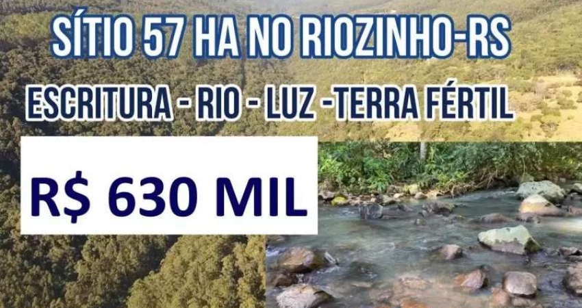 [120907]  SITIO NO RIOZINHO ESCRIT 57 HECTARES, COM RIO, TERRA FÉRTIL, LUZ E ÁGUA ENCANADA
