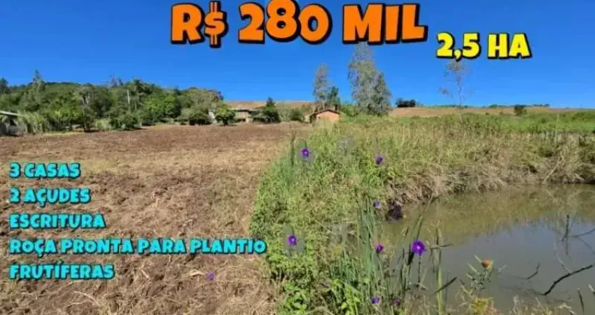 [833] CHÁCARA EM NOVA HARTZ COM 2,5 HA, ESCRITURA, POÇO ARTESIANO, AÇUDES, FRUTÍFERAS E ÁREA PRONTA PARA PLANTIO DE ROÇA