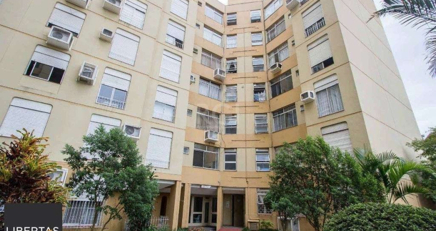 Apartamento de 1 dormitório, living, cozinha, área de serviço e banheiro social.