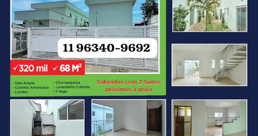 Sobrado novo em condomínio à venda em itanhaém, litoral sul sp