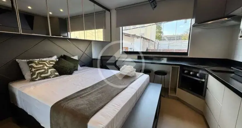 Alugo studio mobiliado, 28m², moema índios. codigo: 151460