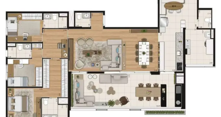 Apartamento em jardim das acácias com 178.00 m² , 3 quarto(s) , 3 suíte(s) , 2 vaga(s).