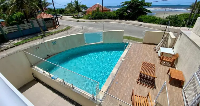 Apartamento frente mar com piscina e área gourmet em itanhaém.