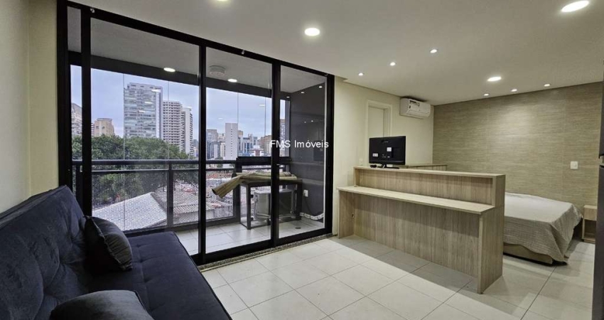 Apartamento para locação na Vila Olímpia com 1 quarto, 1 sala, 1 banheiro, 1 vaga, 32m² de área.