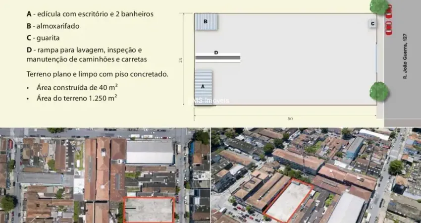 Porto Santos Terreno Comercial para Locação em Santos-SP, Bairro Macuco, 1.250m² e 5 Banheiros!