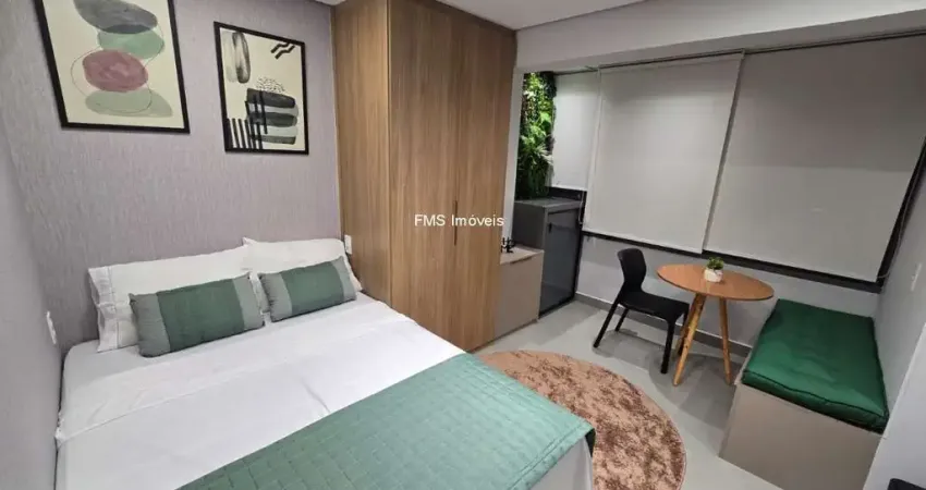 Studio moderno e aconchegante à venda ou locação em condomínio na Vila Santa Catarina, São Paulo-SP: 1 quarto, 1 sala, 1 banheiro, 24m².