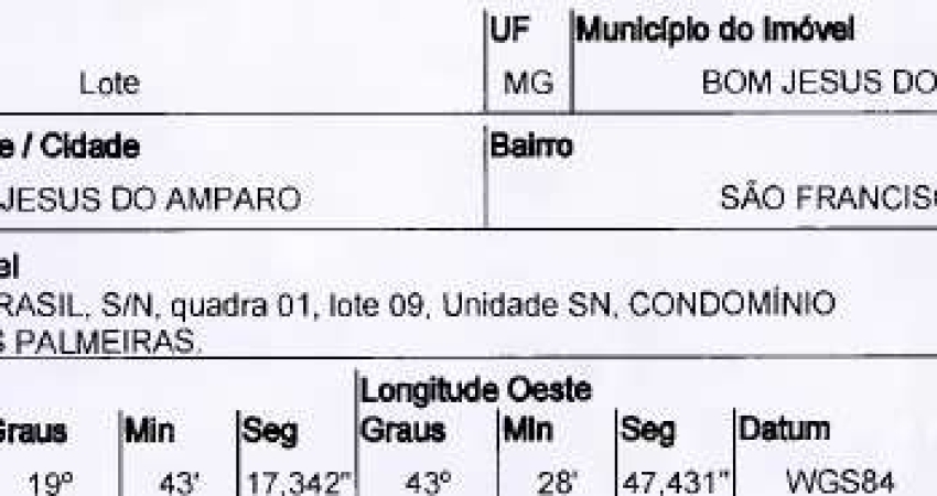 Oportunidade Única em BOM JESUS DO AMPARO - MG | Tipo: Terreno | Negociação: Leilão  | Situação: Imóvel